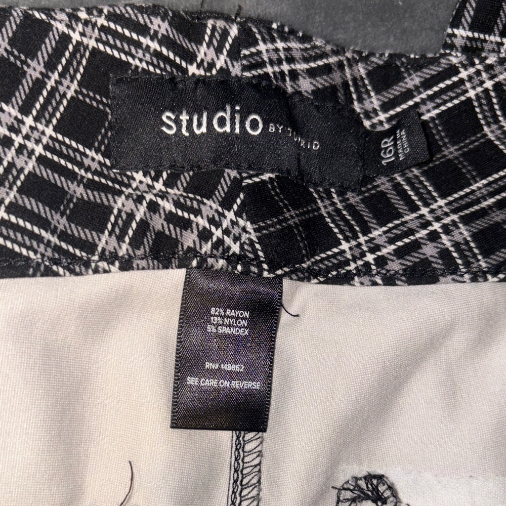 Studio by Torrid Monochrome Plaid Trousers - Straight - Picture 2 of 11